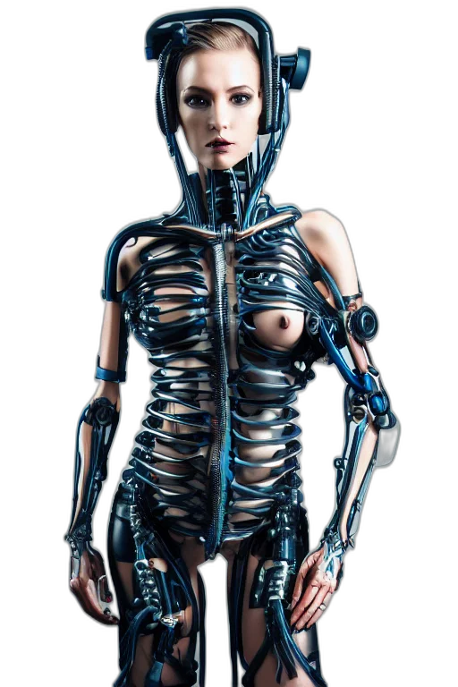 robot, dress, cyberpunk, concept art, 3d render, comic book art, beautifull, anatomialy transparent PNG cut-out