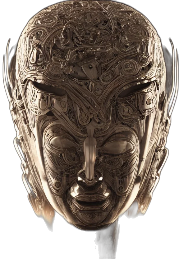 mask, crown, jewelry, face, 3d render, photorealistic, concept art, fantasy art transparent PNG cut-out
