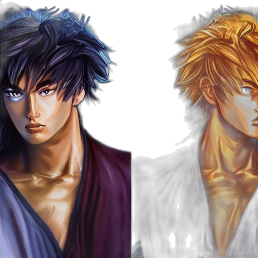 fantasy art, anime, concept art, watercolor, blue, golden, monochrome, dark transparent PNG cut-out