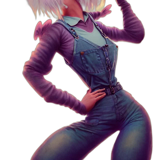 jacket, robot, creature, staff, cyberpunk, concept art, anime, fantasy art transparent PNG cut-out