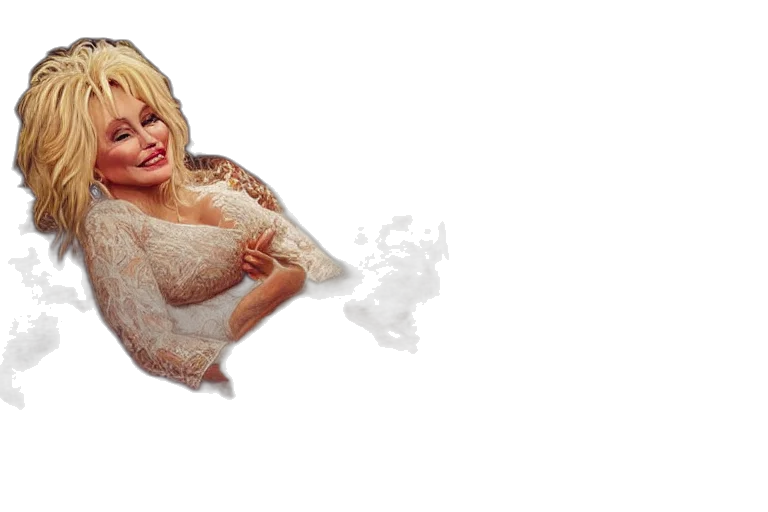 portrait, dolly, parton, wearing transparent PNG cut-out