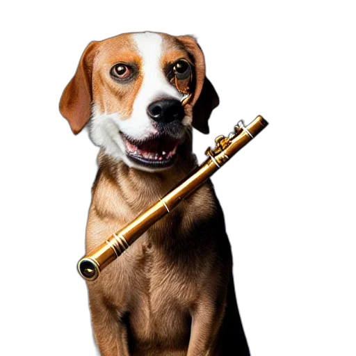 staff, animal, weapon, sword, photorealistic, dog, playing, flute transparent PNG cut-out