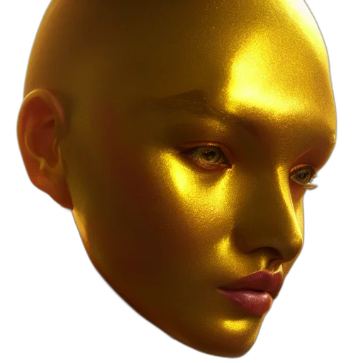 mask, face, robot, jewelry, 3d render, photorealistic, concept art, vaporwave transparent PNG cut-out