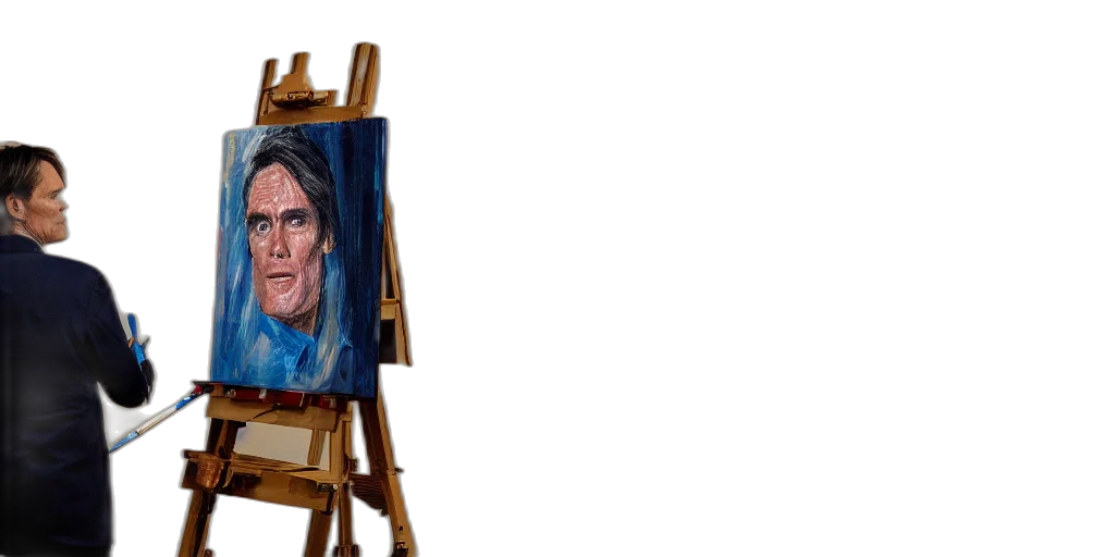 face, jacket, oil painting, photorealistic, concept art, fantasy art, outer space, fire transparent PNG cut-out