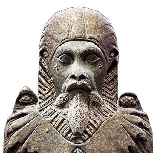 mask, face, staff, crown, photorealistic, gothic, sculpture, annunaki transparent PNG cut-out