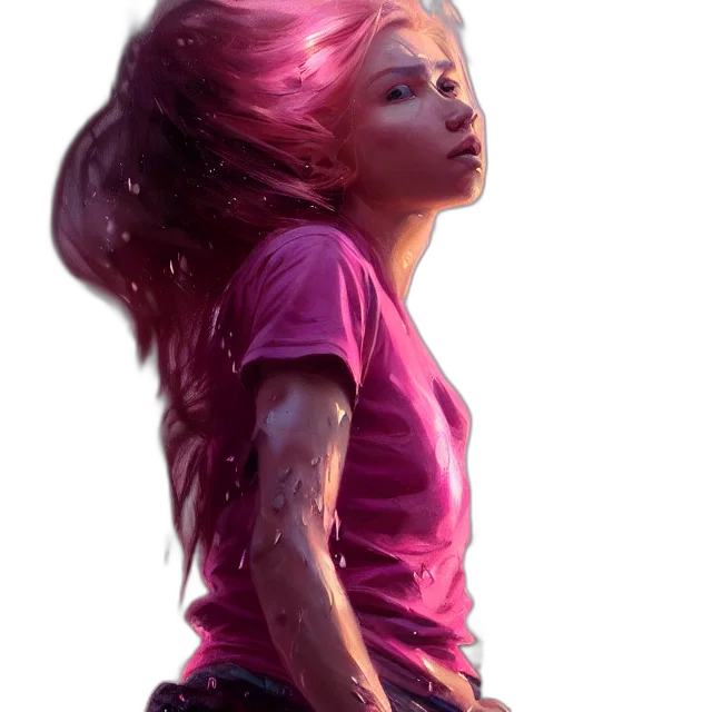 hair, face, creature, dress, concept art, cyberpunk, photorealistic, fantasy art transparent PNG cut-out