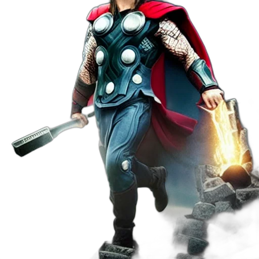 staff, sword, concept art, comic book art, 3d render, fantasy art, thor, holding transparent PNG cut-out