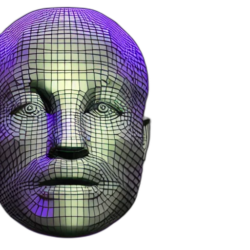 face, mask, robot, 3d render, cyberpunk, vaporwave, human, head transparent PNG cut-out