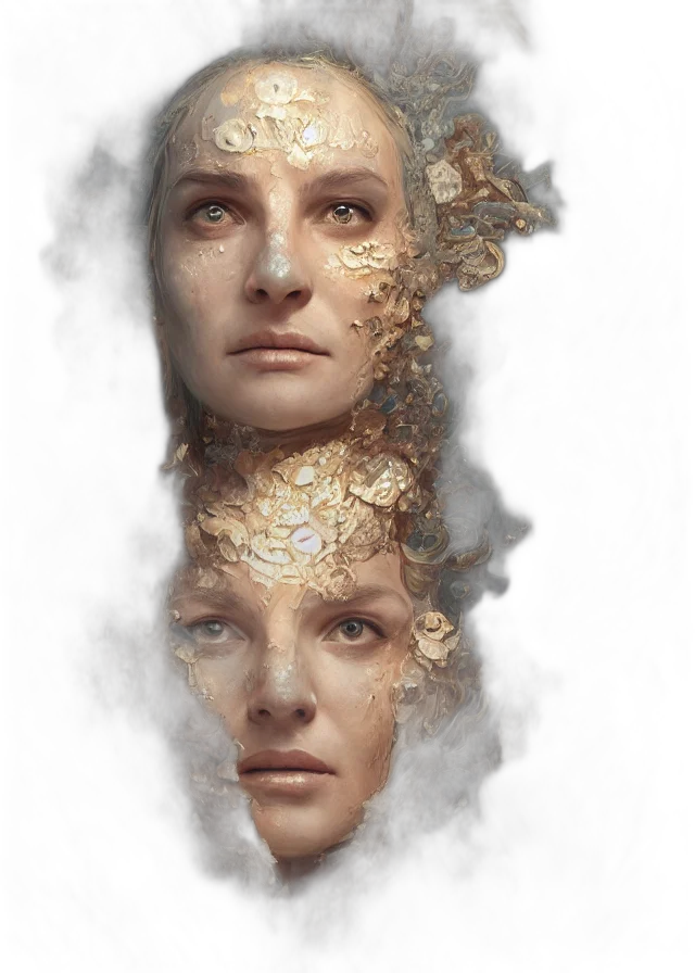 face, mask, crown, concept art transparent PNG cut-out
