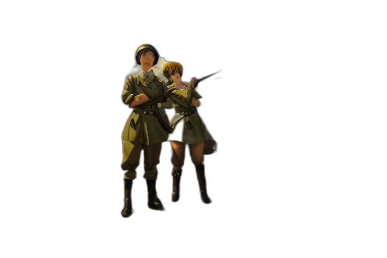 staff, weapon, jacket, hat transparent PNG cut-out