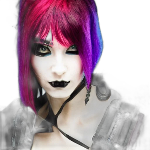 face, creature, hair, photorealistic, fantasy art, cyberpunk, watercolor, neon lights transparent PNG cut-out