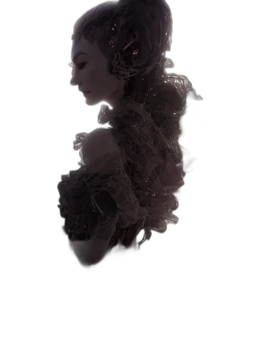 dress, hair, crown, jewelry, photorealistic, 3d render, concept art, fantasy art transparent PNG cut-out