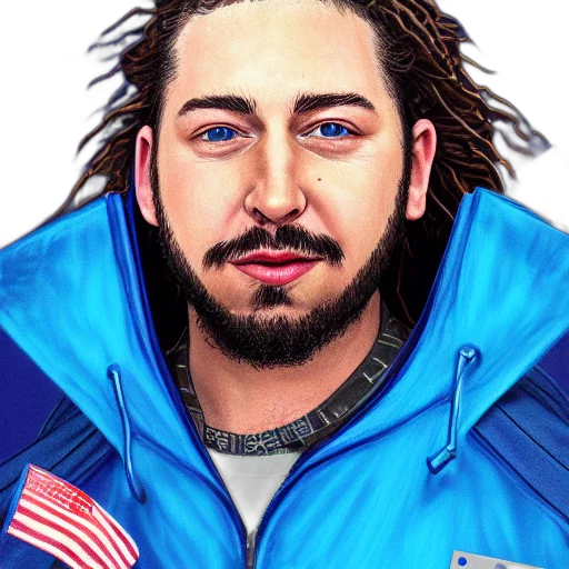 jacket, face, animal, photorealistic, cartoon, fantasy art, concept art, blue transparent PNG cut-out