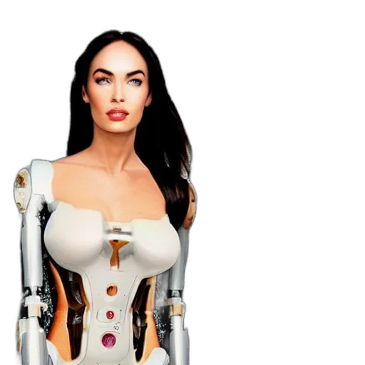 robot, dress, concept art, cyberpunk, 3d render, comic book art, megan, fox transparent PNG cut-out