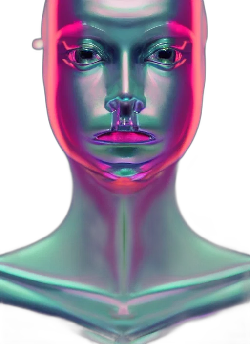 face, mask, robot, crown, vaporwave, 3d render, cyberpunk, concept art transparent PNG cut-out