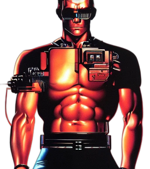 robot, weapon, cyberpunk, comic book art transparent PNG cut-out