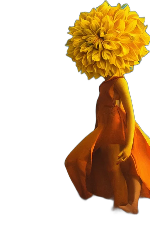 flower, dress, crown, hair, 3d render, concept art, photorealistic, fantasy art transparent PNG cut-out