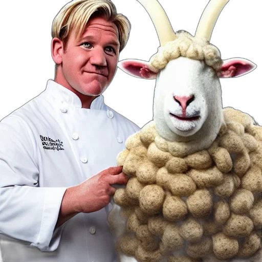animal, food, portrait, chef, gordon, ramsay, sheep, horns transparent PNG cut-out