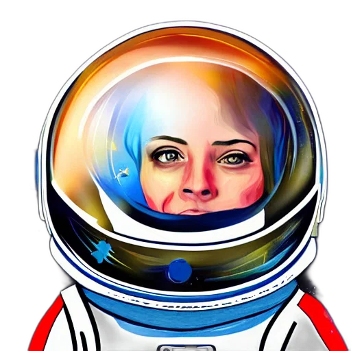 face, cartoon, comic book art, concept art, photorealistic, outer space, astronaut, star transparent PNG cut-out