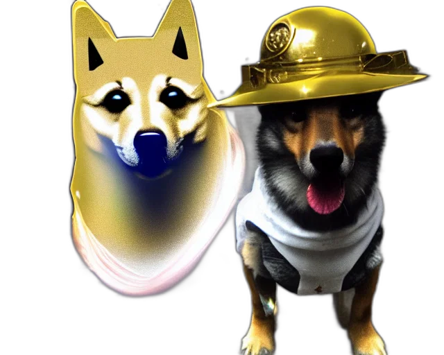 hat, staff, animal, mask, concept art, photorealistic, 3d render, golden transparent PNG cut-out