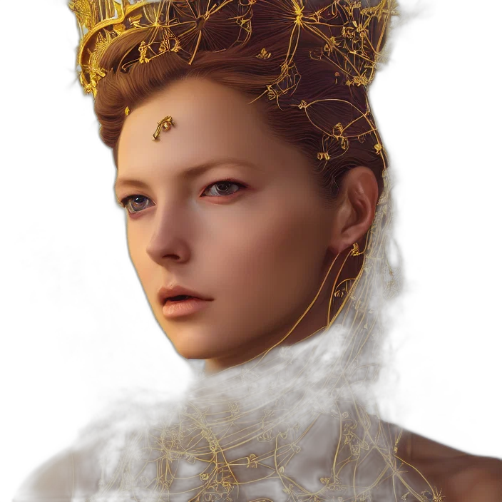 crown, jewelry, face, mask, fantasy art, photorealistic, concept art, 3d render transparent PNG cut-out