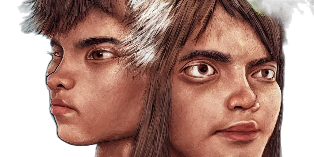 face, hair, photorealistic, concept art, comic book art, 3d render, kokotree, coconut transparent PNG cut-out