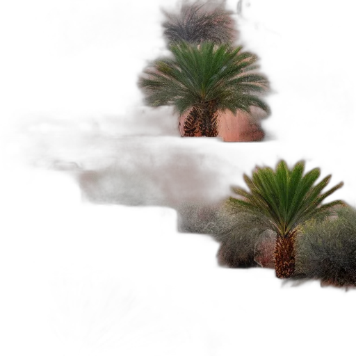 tree, hair, hat, umbrella, photorealistic, 3d render, concept art, vaporwave transparent PNG cut-out