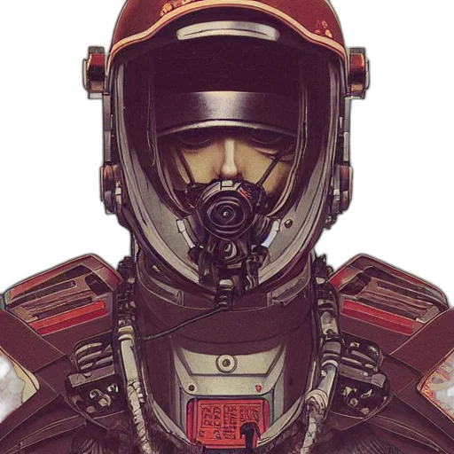 robot, face, mask, cyberpunk, concept art, comic book art, pixel art, outer space transparent PNG cut-out