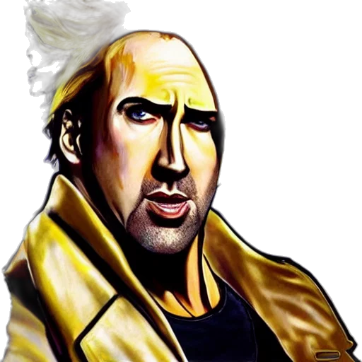 jacket, face, comic book art, photorealistic transparent PNG cut-out