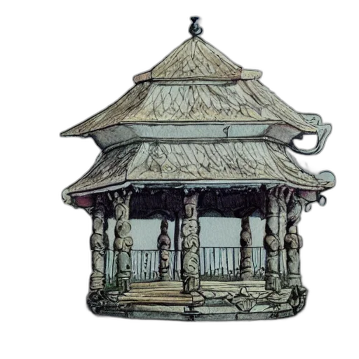 furniture, building, staff, umbrella, 3d render, concept art, photorealistic, watercolor transparent PNG cut-out