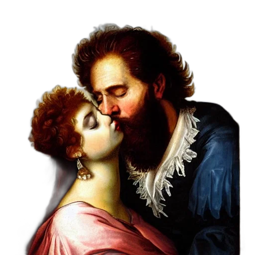 photorealistic, oil painting, fire, baroque, portrait, painting, red, bearded transparent PNG cut-out