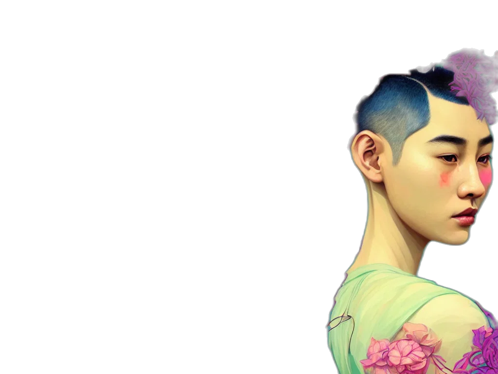 face, watercolor, concept art, photorealistic, 3d render, outer space, pastel, blue transparent PNG cut-out