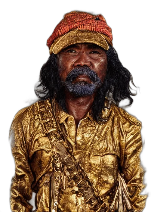 face, mask, hat, jacket, photorealistic, oil painting, concept art, 3d render transparent PNG cut-out