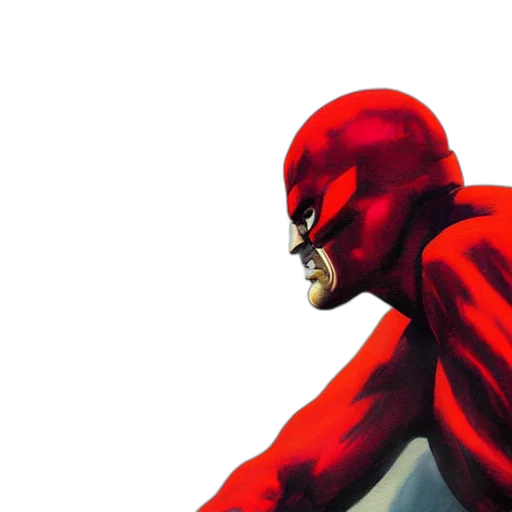 mask, comic book art, concept art, photorealistic, 3d render, red, daredevil, painting transparent PNG cut-out