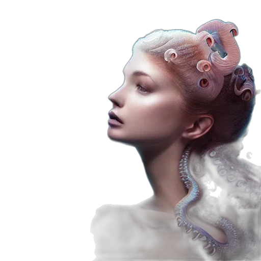 crown, robot, hair, face, photorealistic, concept art, fantasy art, 3d render transparent PNG cut-out