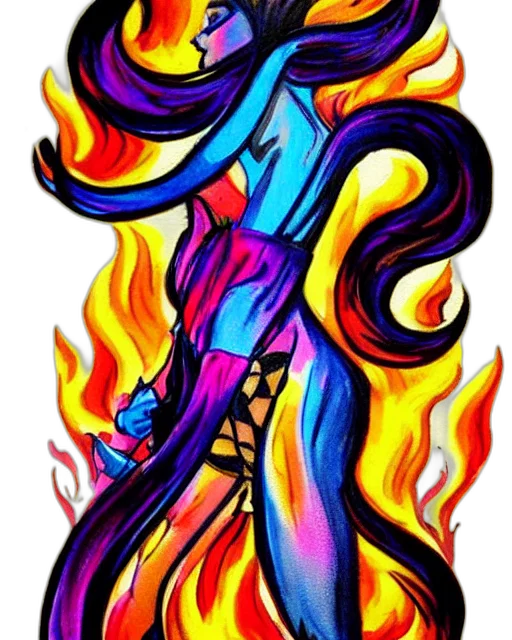 dress, fantasy art, comic book art, watercolor transparent PNG cut-out