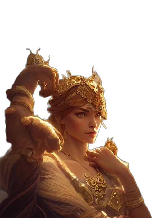 crown, jewelry, staff, dress, fantasy art, concept art, comic book art, photorealistic transparent PNG cut-out