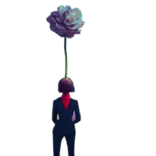 staff, flower, umbrella, crown, concept art, 3d render, pixel art, cartoon transparent PNG cut-out
