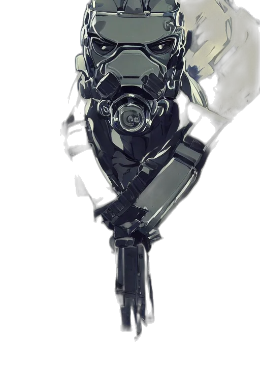 robot, jewelry, mask, weapon, concept art, 3d render, cyberpunk, photorealistic transparent PNG cut-out