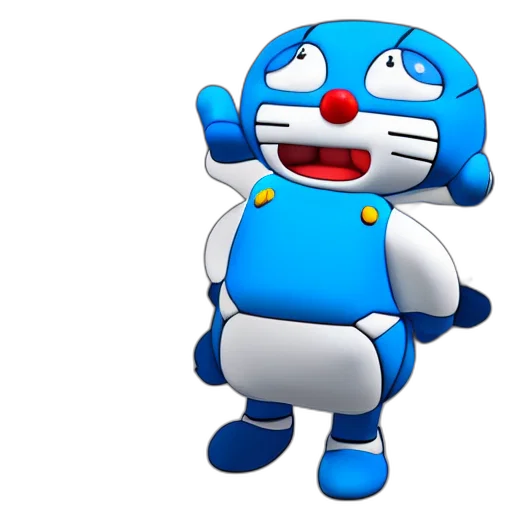 staff, robot, creature, 3d render, concept art, blue, doraemon, terminator transparent PNG cut-out