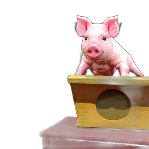 3d render, concept art, mini, pig, talking, over, podium transparent PNG cut-out