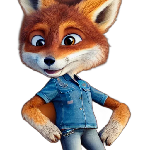 jacket, animal, staff, face, 3d render, concept art, photorealistic, cartoon transparent PNG cut-out