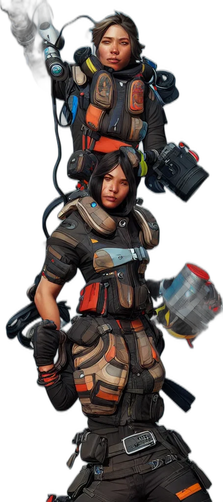 weapon, staff, face, jacket transparent PNG cut-out