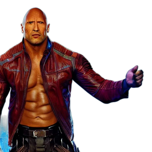 jacket, animal, 3d render, photorealistic, concept art, comic book art, dwayne, johnson transparent PNG cut-out