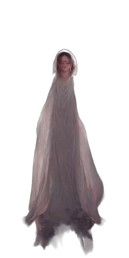 dress, creature, face, hair transparent PNG cut-out