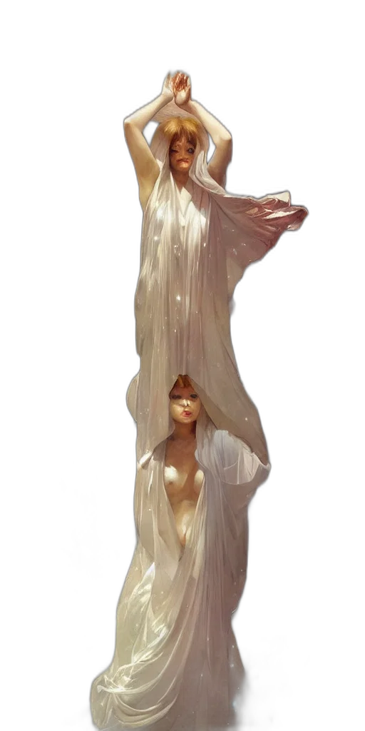 dress, hair, sword, staff transparent PNG cut-out