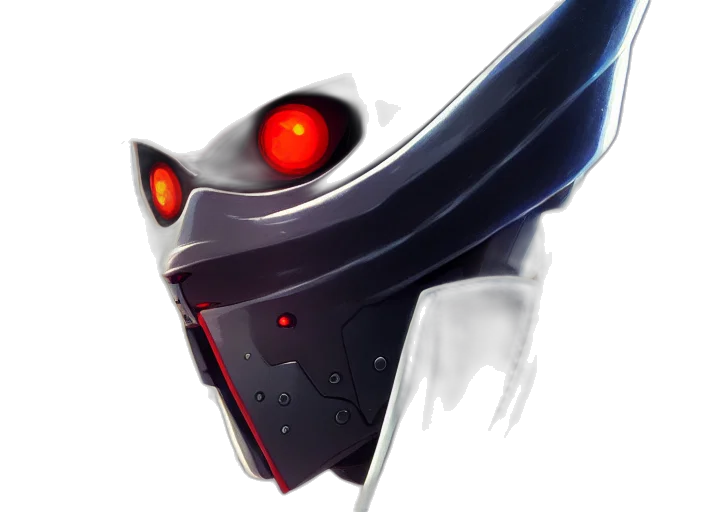 robot, mask, weapon, sword, concept art, 3d render, fantasy art, cyberpunk transparent PNG cut-out