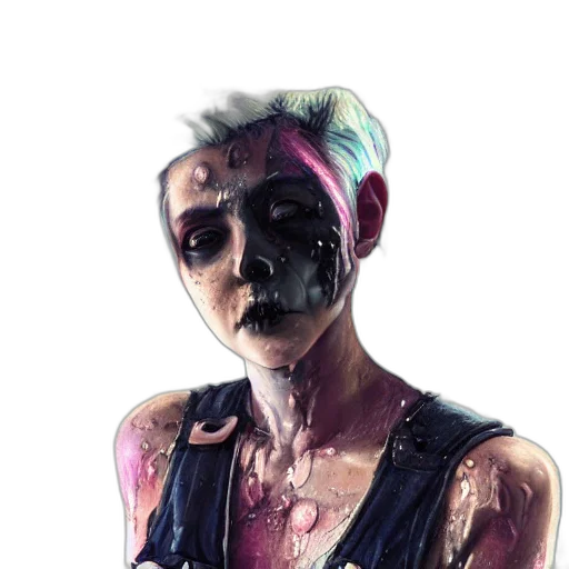 mask, face, staff, creature, cyberpunk, concept art, comic book art, photorealistic transparent PNG cut-out