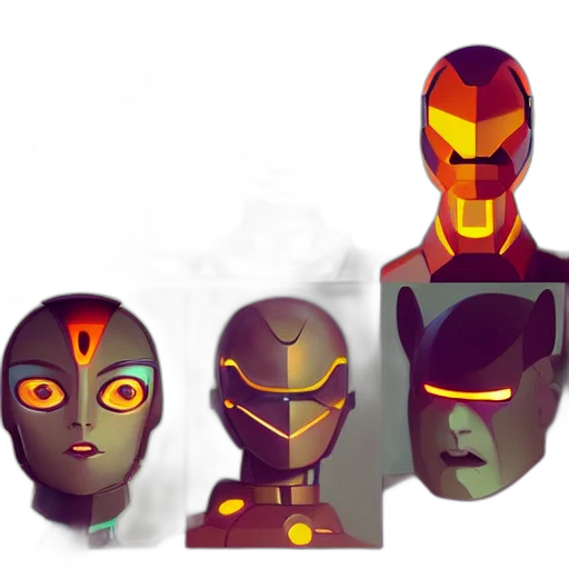 mask, robot, concept art, 3d render transparent PNG cut-out