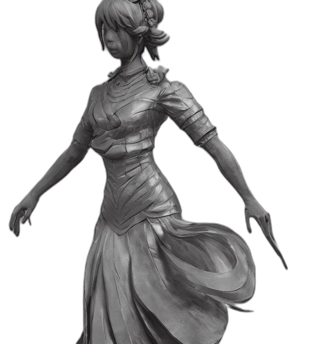dress, staff, concept art, fantasy art, pencil sketch, comic book art, monochrome, dark transparent PNG cut-out